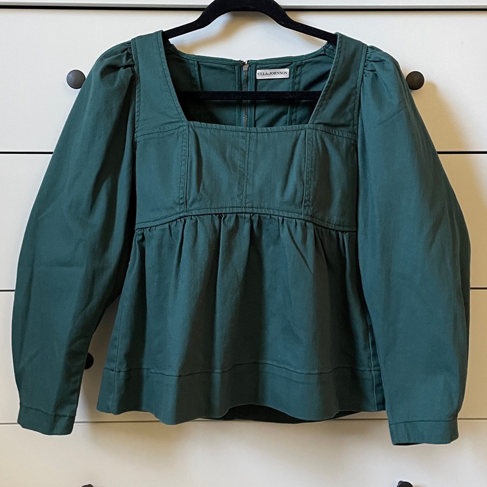 Ulla Johnson Malie Denim Top in Teal Size 2 - Picture 3 of 16